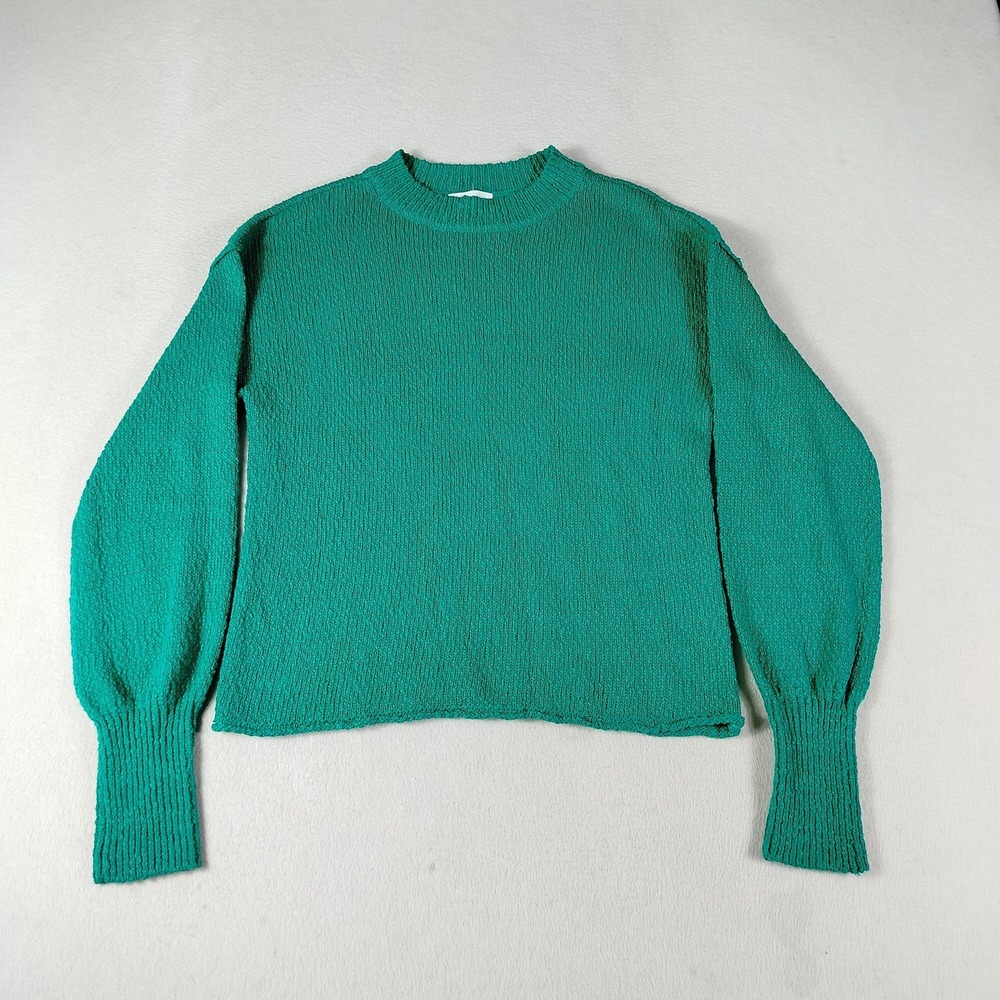 Abound Sweater Womens‎ Medium Green Lake Crewneck Long Sleeve Textured Knit New